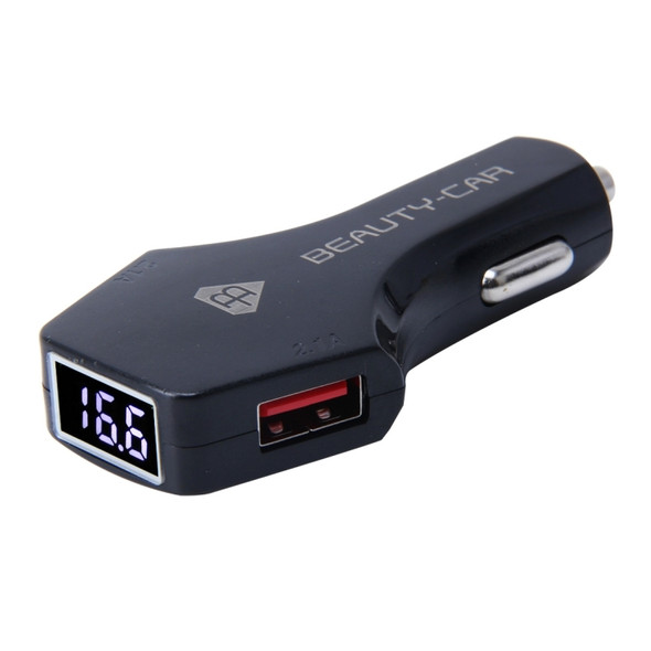 BEAUTY-CAR B-01 4.2A Dual USB Port Raid Car Charger Adapter with LED Display, Input Voltage/Output Voltage: DC 10-30V/ DC 5V