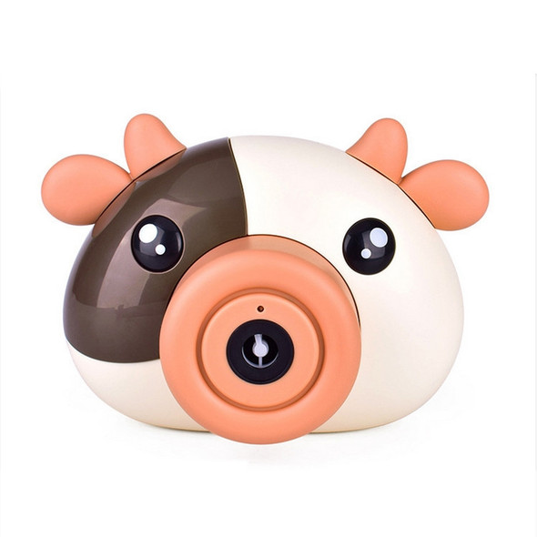 Multi-functional Cute Cow Cartoon Automatic Bubble Machine Camera Toys(Brown)