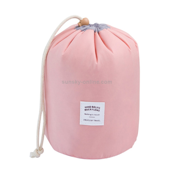 Large-capacity Cosmetic Bag Travel Suit Wash Bag Outdoor Waterproof Storage Bag Cylinder Wash Bag(Maca pink)