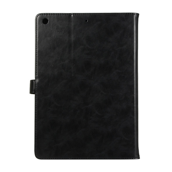 Crazy Horse Texture Horizontal Flip Leather Tablet Case with Buckle & Holder & Card Slots & Wallet & Photo Frame For iPad 10.2 2021 2020 2019 / 10.5(Black)