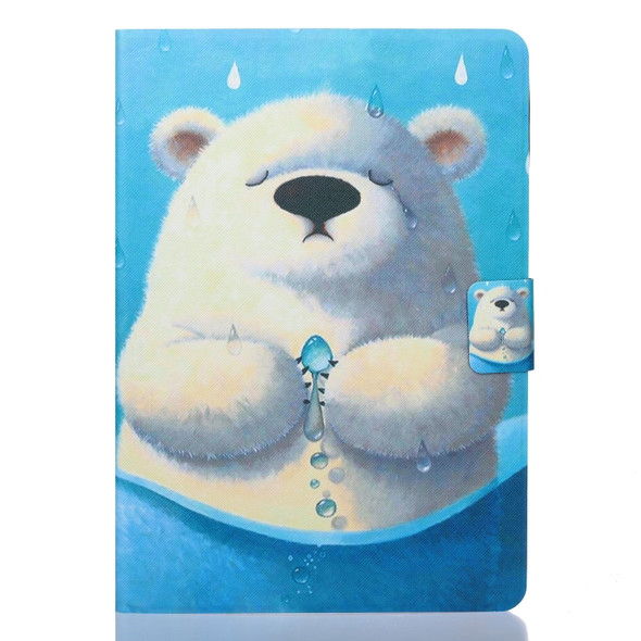 For iPad Pro 11 inch 2020 Painted Left and Right Flat Leather Tablet Case with Sleep Function & Card Slot & Buckle Anti-skid Strip and Bracket(Polar Bear)