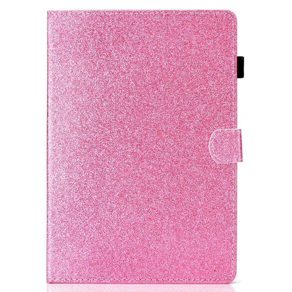 For iPad Pro 11 inch 2020 Glitter Left and Right Flat Leather Tablet Case with Sleep Function & Card Slot & Buckle Anti-skid Strip and Bracket(Pink)