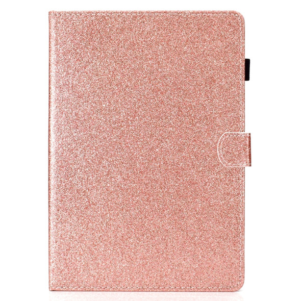For iPad Pro 11 inch 2020 Glitter Left and Right Flat Leather Tablet Case with Sleep Function & Card Slot & Buckle Anti-skid Strip and Bracket(Rose Gold)