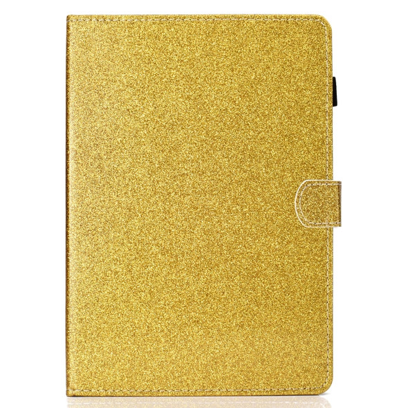 For iPad Pro 11 inch 2020 Glitter Left and Right Flat Leather Tablet Case with Sleep Function & Card Slot & Buckle Anti-skid Strip and Bracket(Golden)