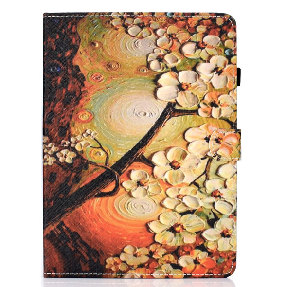 For iPad Pro 11 (2020) Sewing Thread Horizontal Painted Flat Leather Tablet Case with Sleep Function & Pen Cover & Anti Skid Strip & Card Slot & Holder(Plum Blossom)