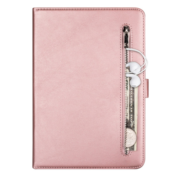 For iPad Pro 11(2020) / Pro 11(2018) Tablet Fashion Calf Texture Zipper Horizontal Flip Leather Tablet Case with Stand & Card Slots & Wallet & Wake-up / Sleep Function(Rose Gold)