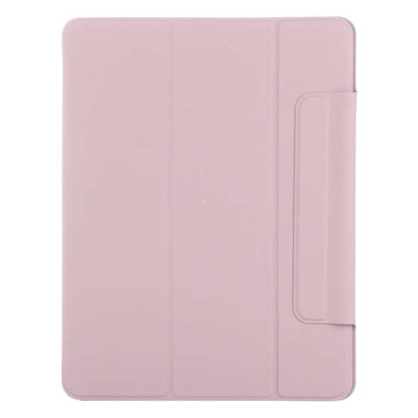 Horizontal Flip Ultra-thin Double-sided Clip Fixed Buckle Magnetic PU Leather Tablet Case With Three-folding Holder & Sleep / Wake-up Function For iPad Pro 12.9 inch (2020)(Rose Gold)