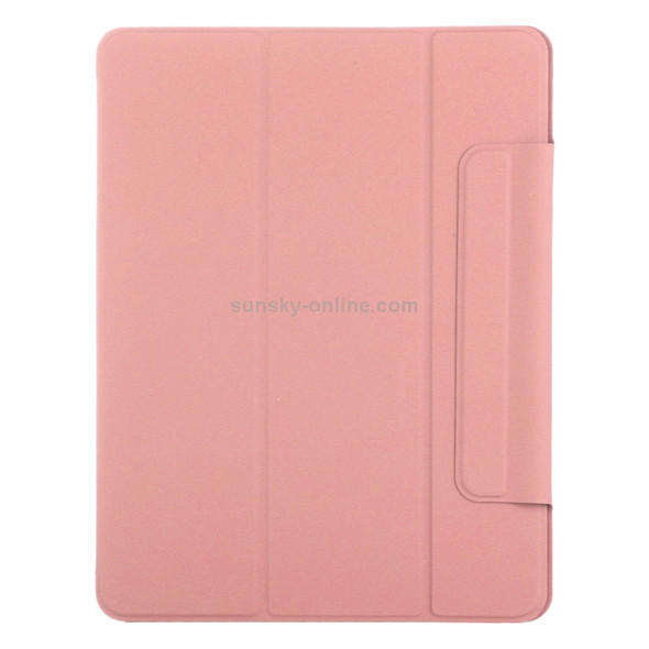 Horizontal Flip Ultra-thin Double-sided Clip Fixed Buckle Magnetic PU Leather Tablet Case With Three-folding Holder & Sleep / Wake-up Function For iPad Pro 12.9 inch (2020)(Pink)