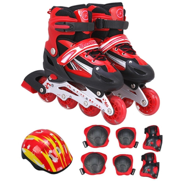 Children Adult Flash Straight Row Roller Skates Skating Shoes Suit, Size : S (Red)