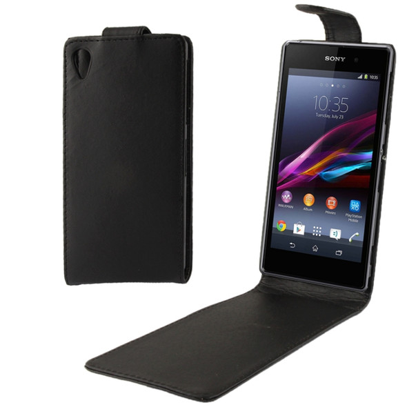 High Quality Vertical Flip Leather Case for Sony Xperia Z1 / L39h (Black)