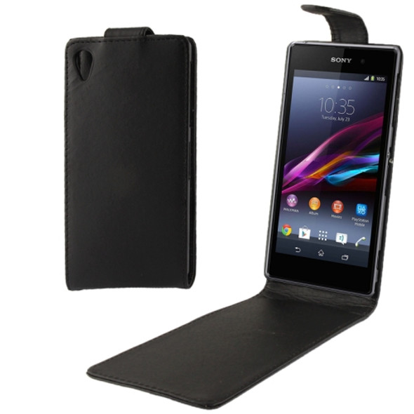 High Quality Vertical Flip Leather Case for Sony Xperia Z1 / L39h (Black)