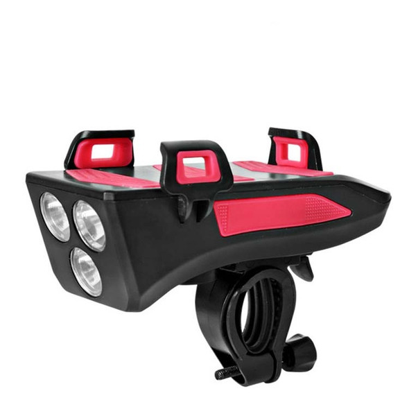 Bicycle Light + Mobile Phone Bracket + Speaker Multifunctional Bicycle Headlight, Battery Capacity:4000 mAh(Red)