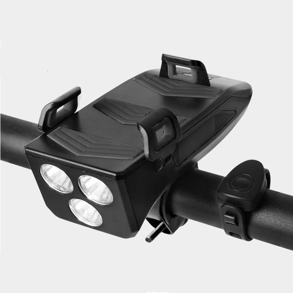 Bicycle Light + Mobile Phone Bracket + Speaker Multifunctional Bicycle Headlight, Battery Capacity:2000 mAh(Black)