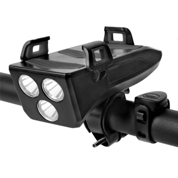 Bicycle Light + Mobile Phone Bracket + Speaker Multifunctional Bicycle Headlight, Battery Capacity:2000 mAh(Black)