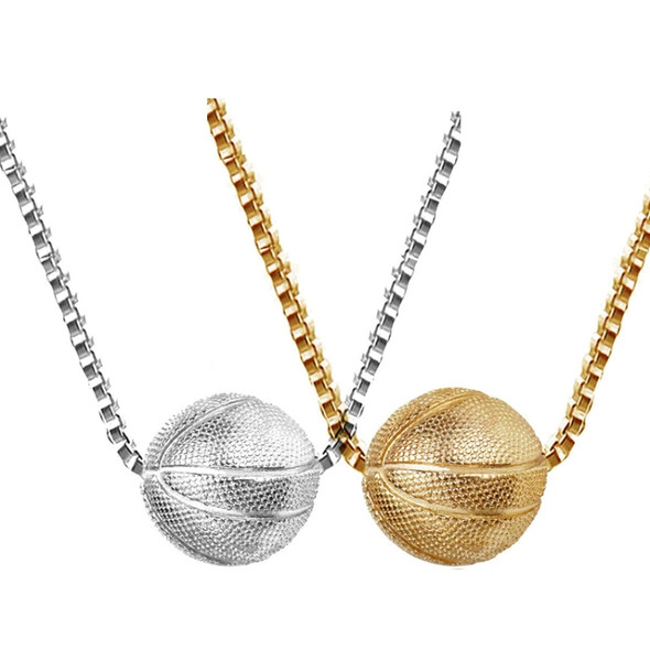 2 PCS Three-Dimensional Sports Ball Pendant Necklace,Style: Women Basketball Gold