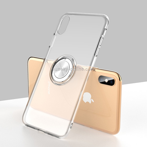 Transparent TPU Metal Ring Case for iPhone XS, with Metal Ring Holder (Transparent)
