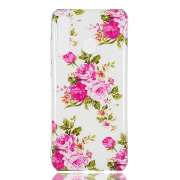 Rosa Multiflora Flower Pattern Noctilucent TPU Soft Case for Huawei P30 Lite