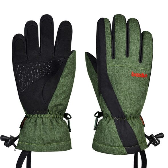Boodun Five-Finger Ski Gloves Windproof Waterproof Finger Touch Screen Keep Warm Gloves, Size: S(Army Green)