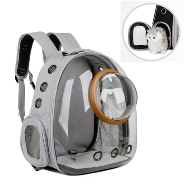 Space Capsule Pet Bag Panoramic Transparent Cat Go Out Portable Breathable Backpack with Cover(Gray)