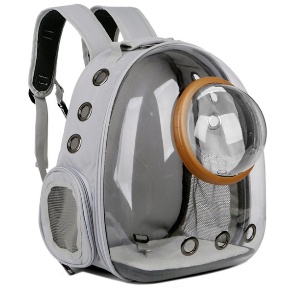 Space Capsule Pet Bag Panoramic Transparent Cat Go Out Portable Breathable Backpack with Cover(Gray)