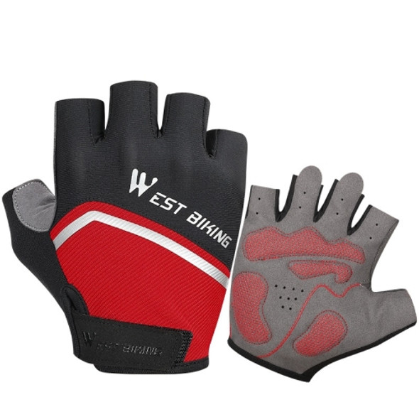 WEST BIKING YP0211222 Bicycle Riding Shock-Absorbing Half-Finger Gloves, Size: M(Black Red)