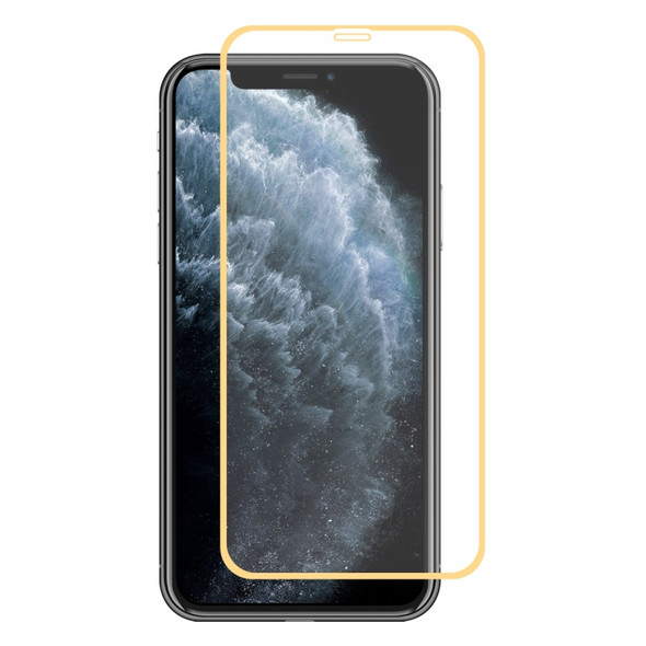 For iPhone 11 Pro Max ENKAY Hat-prince Full Glue 0.26mm 9H 2.5D Front Tempered Glass Full Coverage Film and Black Film with Camera Lens Protector Function(Gold)