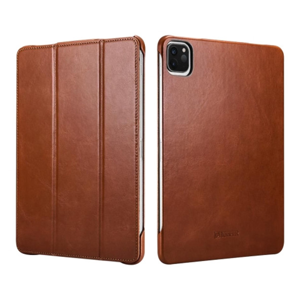 ICARER Smart Ultra-thin Tablet Protective Leather Case For iPad Pro 12.9 inch 2020(Brown)