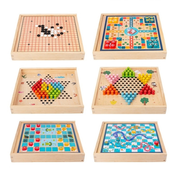 Children Wooden Multifunctional Parent-Child Interactive Puzzle Board Toy, Set Specification: 6 In 1 Chess