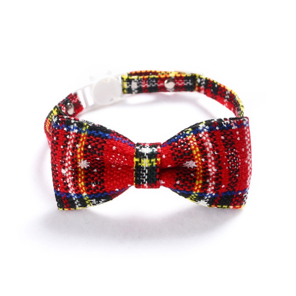 5 PCS Snowflake Christmas Red Plaid Adjustable Pet Bow Tie Collar Bow Knot Cat Dog Collar, Size:S 17-30cm, Style:Big Bowknot