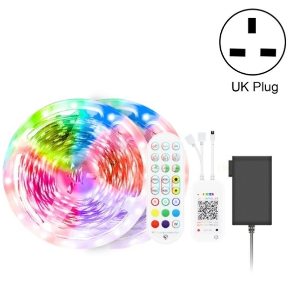 10M 300 LEDs Bluetooth Suit Smart Music Sound Control Light Strip Non-waterproof 5050 RGB Colorful Atmosphere LED Light Strip With 24-Keys Remote Control(UK Plug)