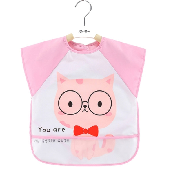 2 PCS Baby Eating Gown Children Waterproof Apron, Colour: Sleeveless Pink Cat(110cm)