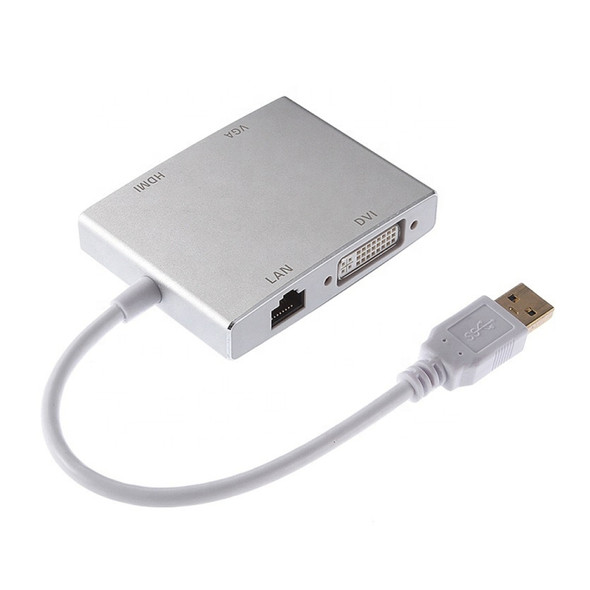 WS-03 4 in 1 USB 3.0 to VGA + HDMI + DVI + RJ45 Network Card Ethernet Converter