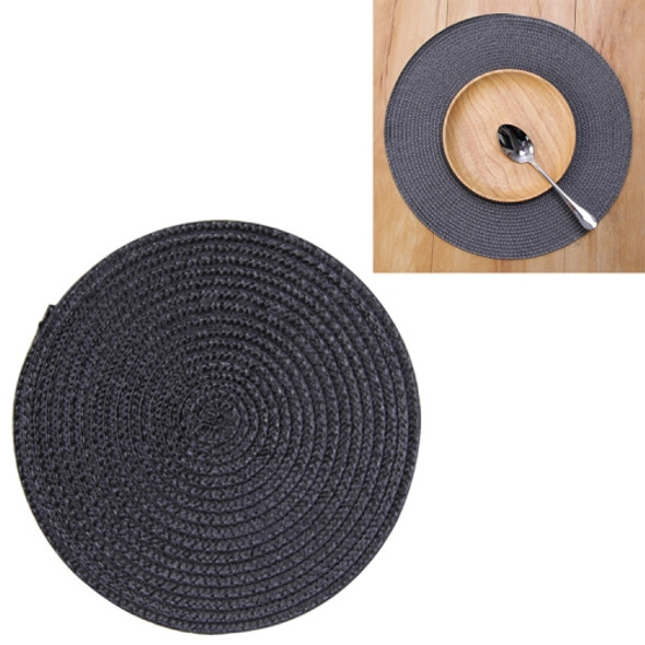 PP Environmentally Friendly Hand-woven Placemat Insulation Mat Decoration, Size:18cm(Black)