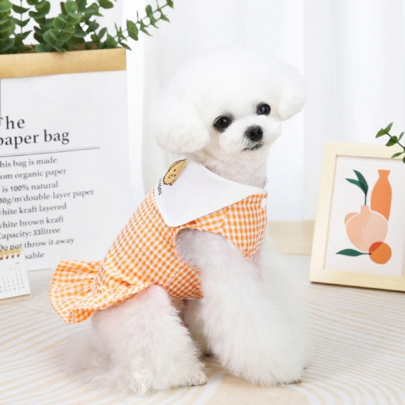 Pet Clothing Dog Dress Bubble Plaid Skirt, Size: XS(Orange)