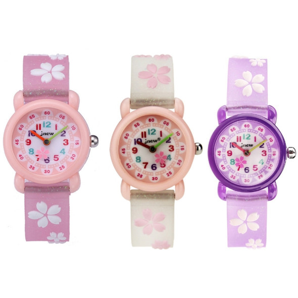 JNEW A335-86195 Children Cute Cartoon Waterproof Time Cognitive Quartz Watch(Sakura (Purple))