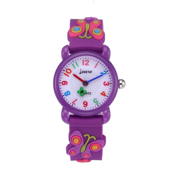 JNEW A335-21975 Children 3D Silicone Cartoon Butterfly Waterproof Quartz Watch(Purple)