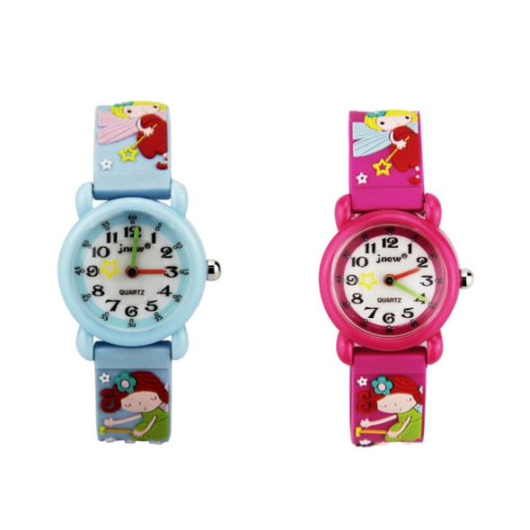 JNEW A335-86195 Children Cute Cartoon Waterproof Time Cognitive Quartz Watch(Magic Fairy (Rose Red))