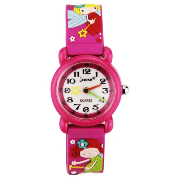 JNEW A335-86195 Children Cute Cartoon Waterproof Time Cognitive Quartz Watch(Magic Fairy (Rose Red))