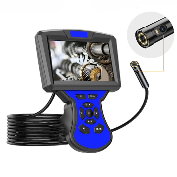 M50 1080P 8mm Dual Lens HD Industrial Digital Endoscope with 5.0 inch IPS Screen, Cable Length:5m Hard Cable(Blue)