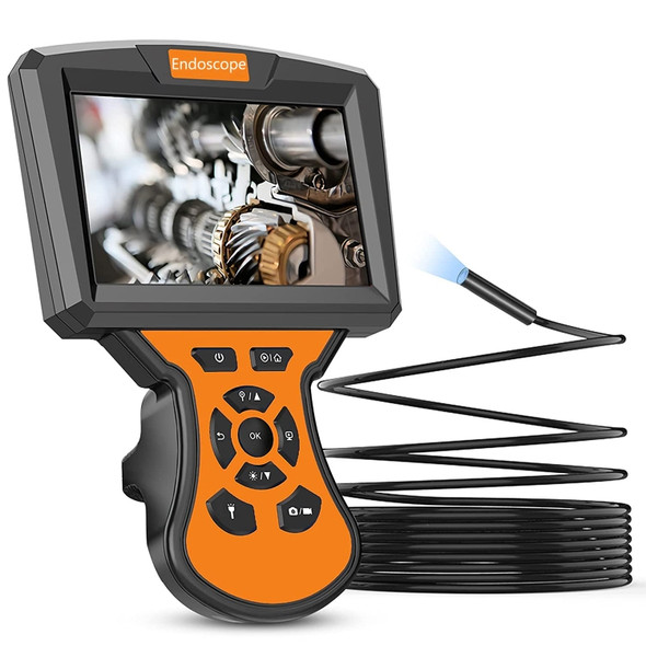 M50 1080P 8mm Single Lens HD Industrial Digital Endoscope with 5.0 inch IPS Screen, Cable Length:5m Hard Cable(Orange)