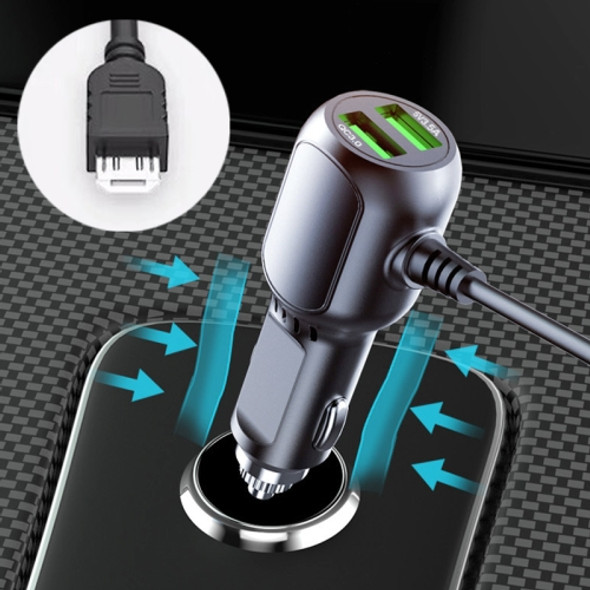 JY-1904 Car Charger Fast Charging Step-Down Line Android Straight(Double Drive)