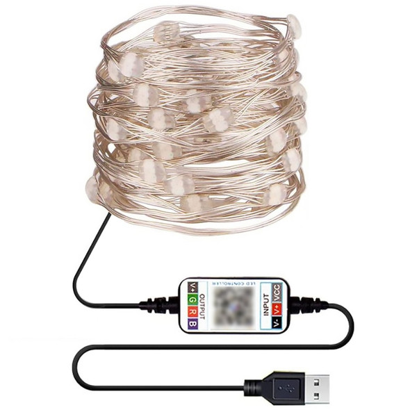 Christmas Decoration RGB Copper Wire String Light Bluetooth Mobile APP Control, Length: 10m 100 LEDs