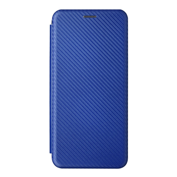 For ZTE Blade V30 Carbon Fiber Texture Magnetic Horizontal Flip PU Phone Case(Blue)
