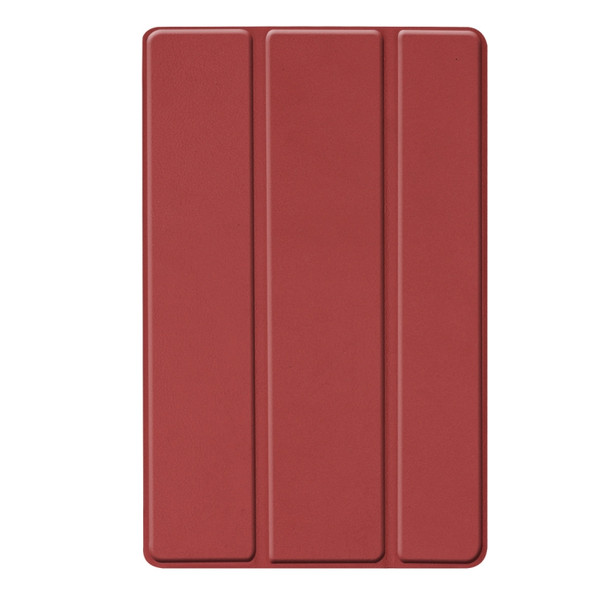 Custer Texture Horizontal Flip PU Leather Case for Galaxy Tab A 10.1 2019 (T515 / T510), with Three-folding Holder & Sleep / Wake-up Function (Wine Red)