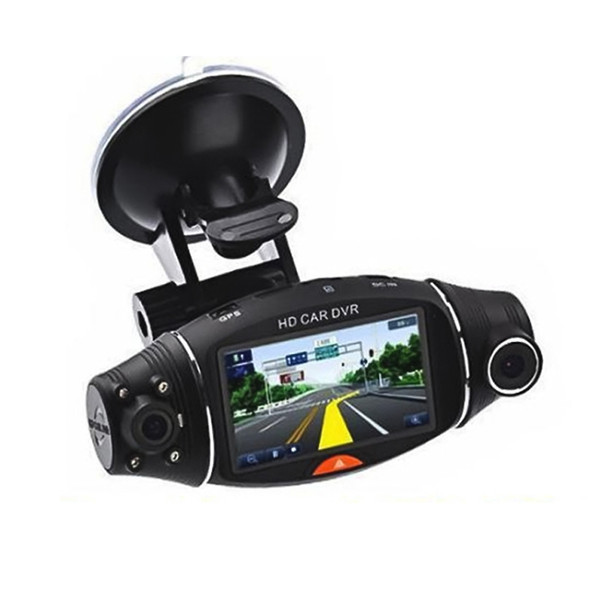 R310 2.7 inch Dual Lens Wide Angle Night Vision HD 720P Video Car DVR, Support TF Card (32GB Max) / Motion Detection / G-Sensor