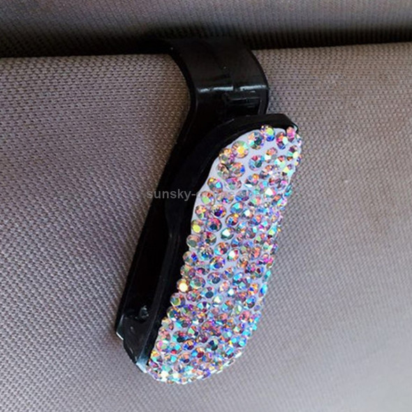 Car Mixed Color Diamond Mounted Glasses Bill Clip Holder (Colour)