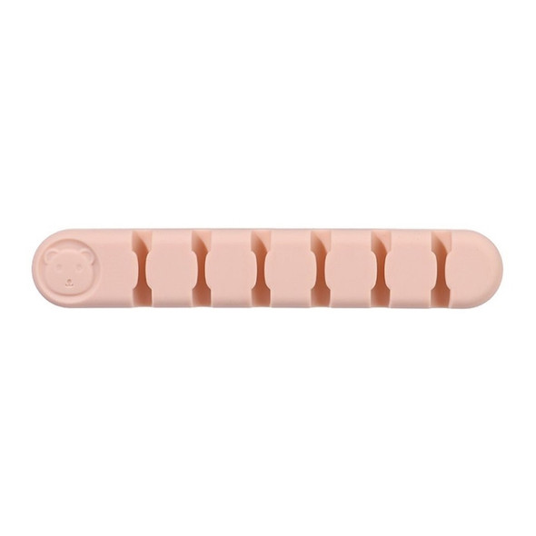 5 PCS 6 Holes Bear Silicone Desktop Data Cable Organizing And Fixing Device(Sand Pink)