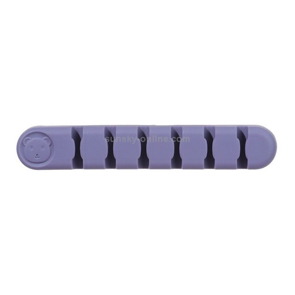 5 PCS 6 Holes Bear Silicone Desktop Data Cable Organizing And Fixing Device(Lavender Gray)