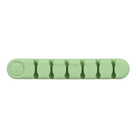 5 PCS 6 Holes Bear Silicone Desktop Data Cable Organizing And Fixing Device(Matcha Green)
