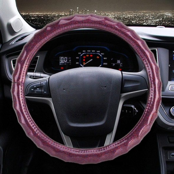 Universal Car Wave Texture Plating Leather Steering Wheel Cover, Diameter: 38cm (Purple)
